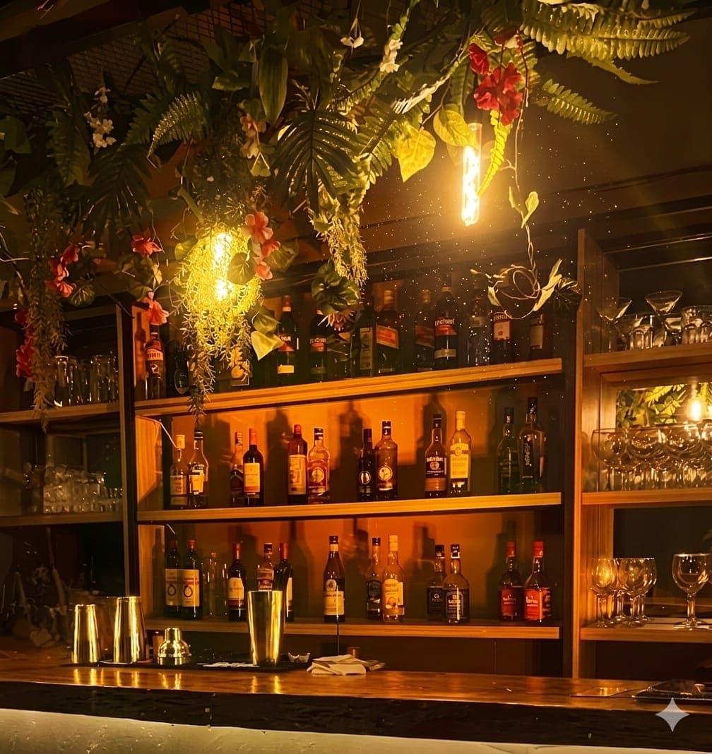 Ambiente y barra de Monka Bar, Lambaré